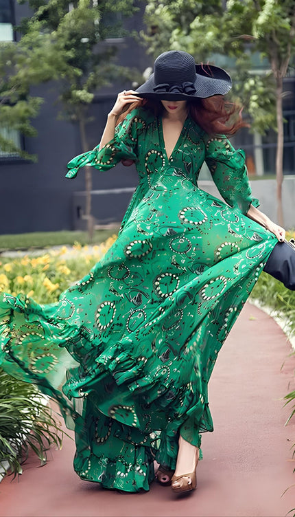 Robe longue manche 3/4 fluide - Robe Addict