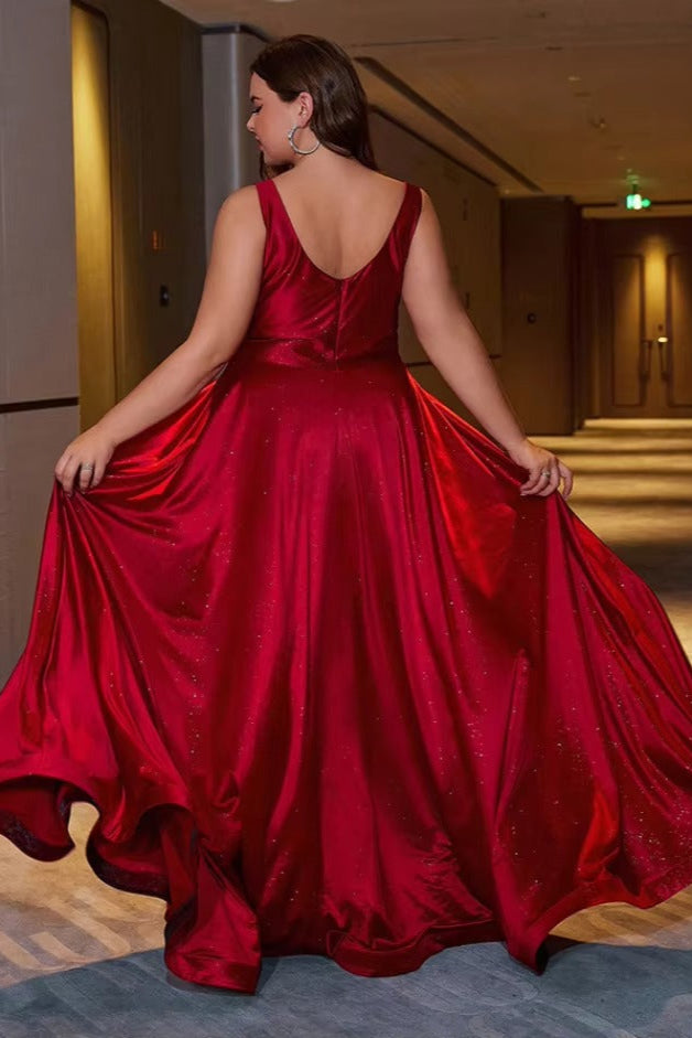 Robe longue rouge grande taille - Robe Addict