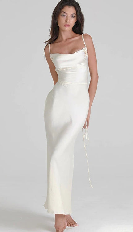 Robe longue satin blanc - Robe Addict