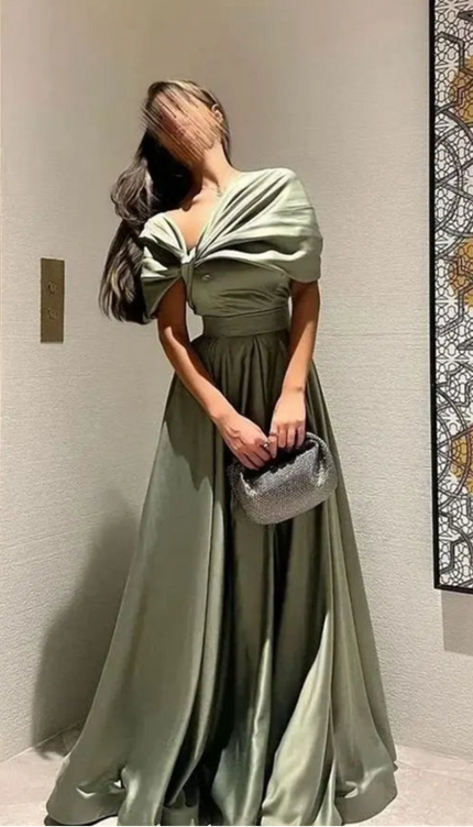 Robe longue satin kaki - Robe Addict