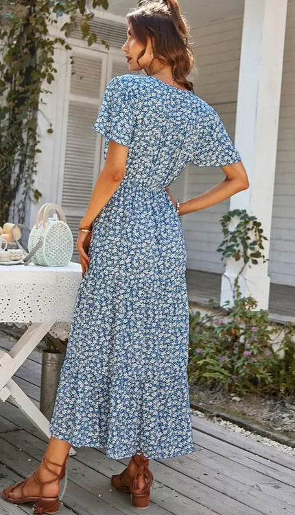 Robe longue ete bleu - Robe Addict