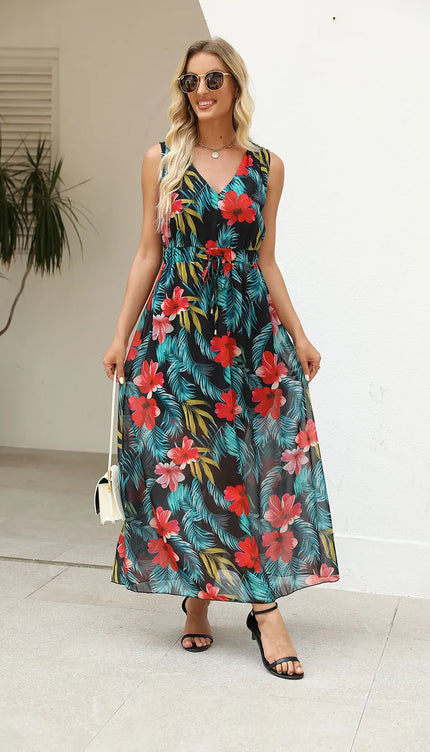 Robe longue imprimé tropical - Robe Addict