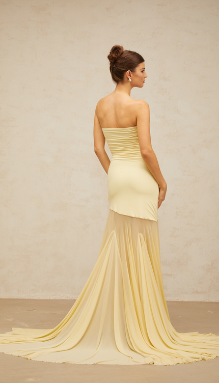 Robe longue jaune pale - Robe Addict