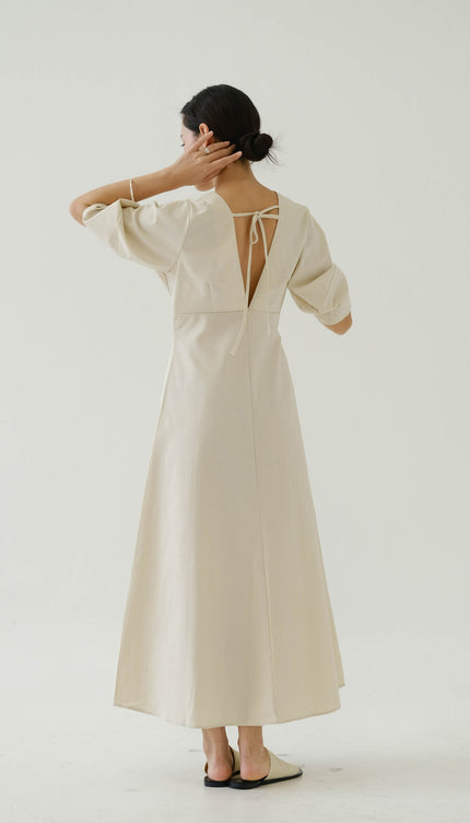 Robe longue lin beige - Robe Addict