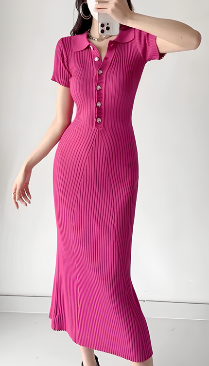 Robe longue maille côtelée - Robe Addict