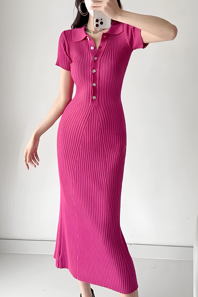 Robe longue maille côtelée - Robe Addict
