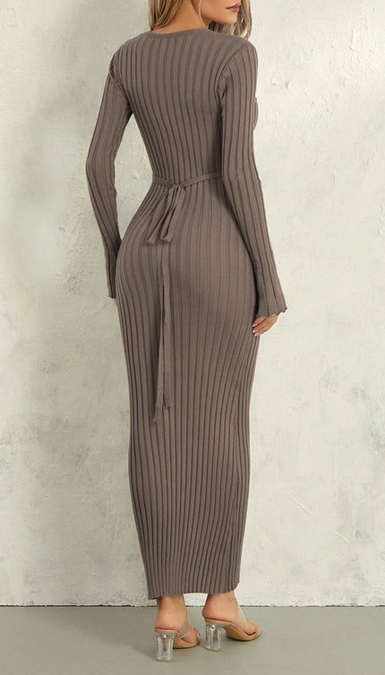 Robe longue maille grise - Robe Addict