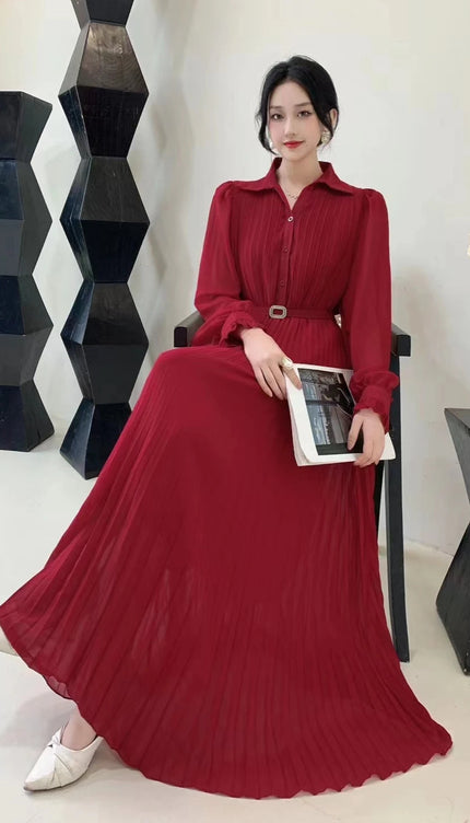 Robe longue manche longue mousseline - Robe Addict