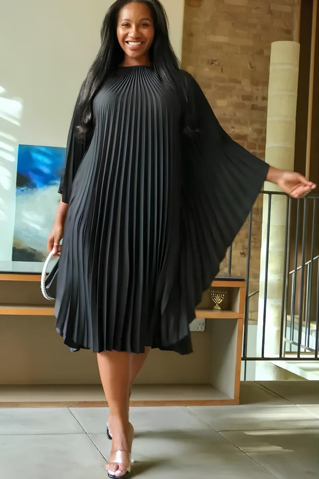 Robe longue plissée grande taille - Robe Addict