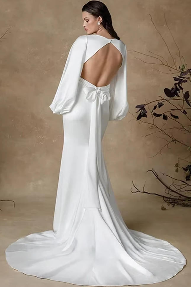 Robe manche bouffante blanche - Robe Addict