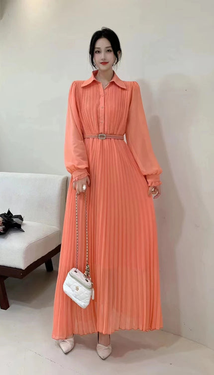 Robe longue manche longue mousseline - Robe Addict