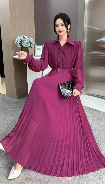 Robe longue manche longue mousseline - Robe Addict