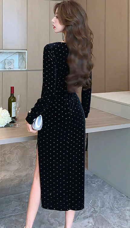 Robe noir avec strass - Robe Addict