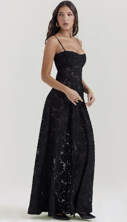 Robe noir broderie - Robe Addict