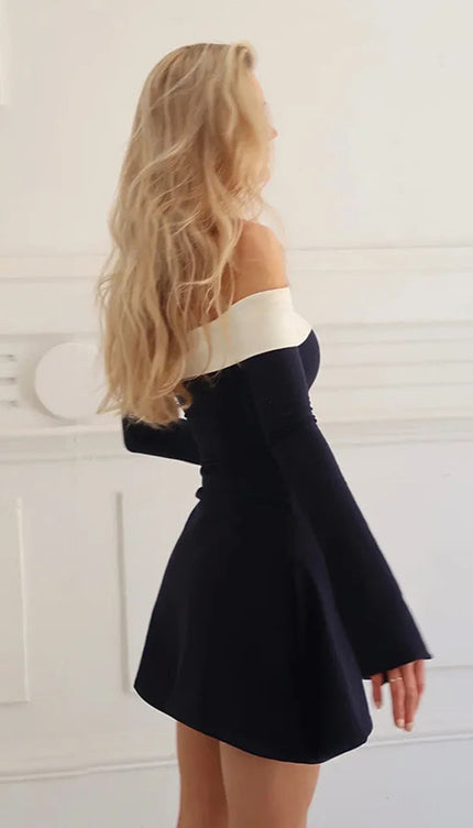 Robe noir col bardot - Robe Addict