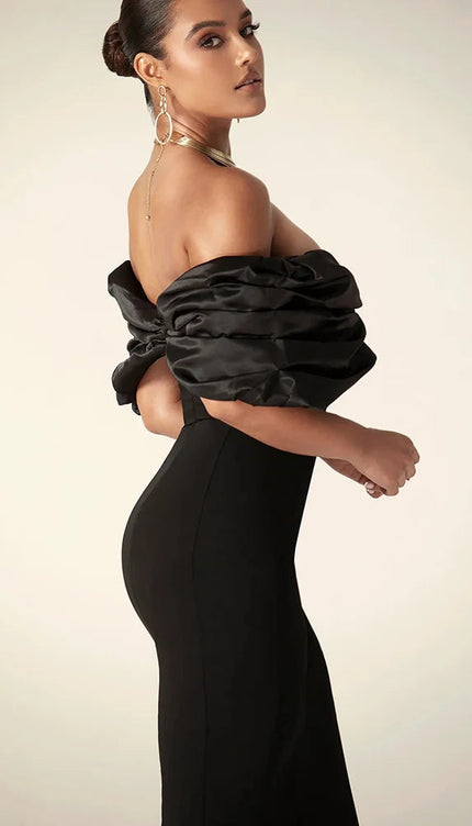 Robe noir avec fente - Robe Addict