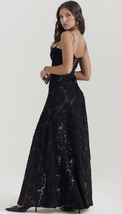 Robe noir broderie - Robe Addict