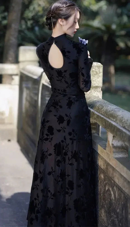Robe noire col mao - Robe Addict