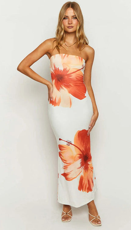 Robe orange et blanche - Robe Addict