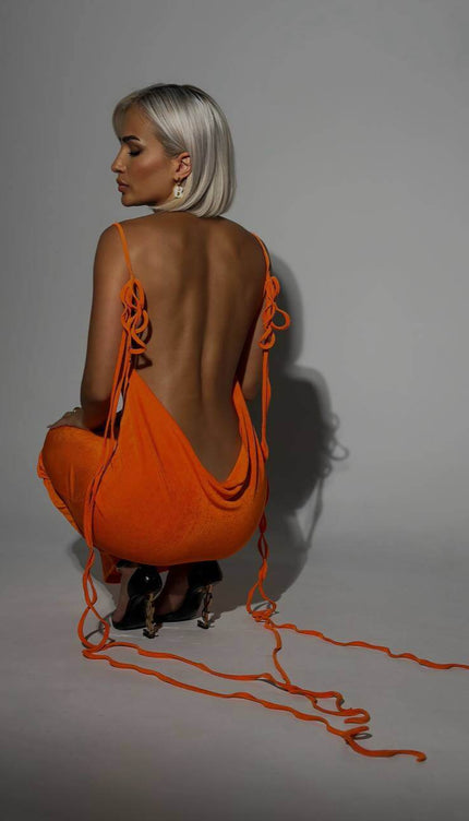 Robe orange dos nu - Robe Addict
