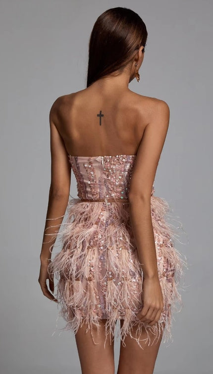 Robe plume rose - Robe Addict