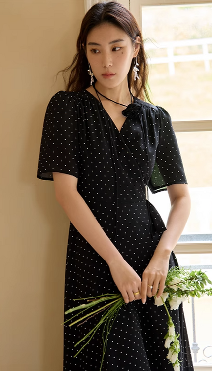 Robe portefeuille pois - Robe Addict