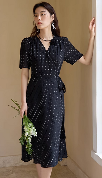 Robe portefeuille pois - Robe Addict