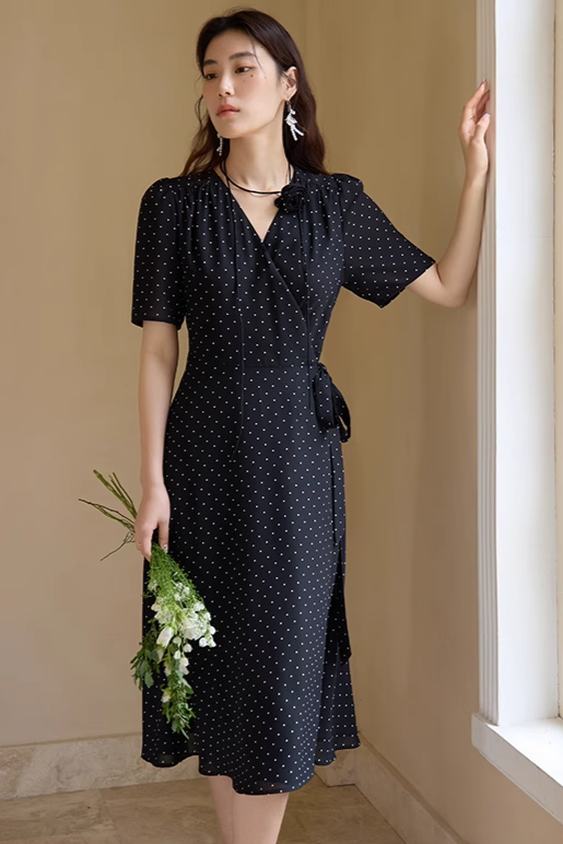 Robe portefeuille pois - Robe Addict