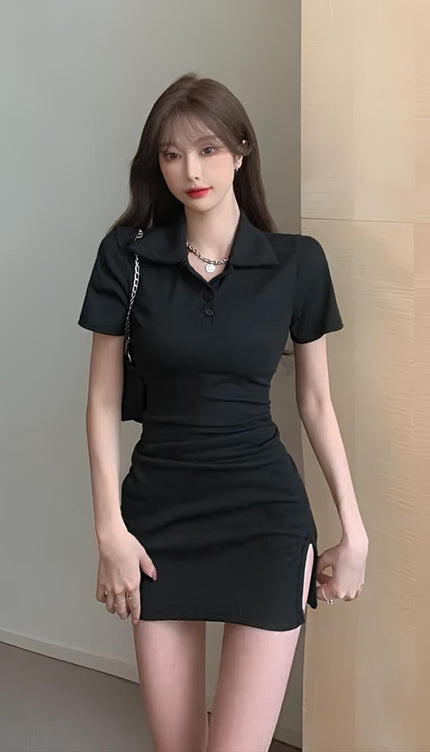 Robe polo noire - Robe Addict