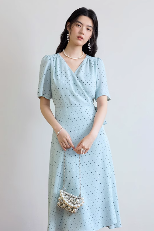 Robe portefeuille pois - Robe Addict