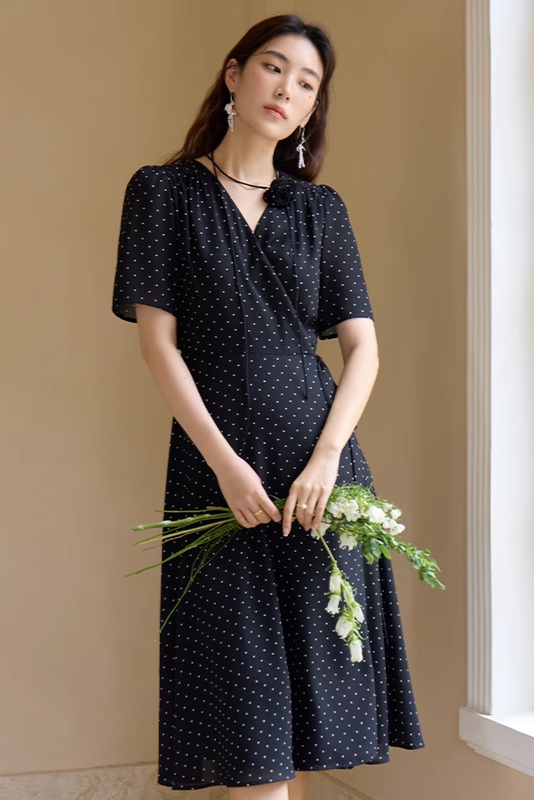 Robe portefeuille pois - Robe Addict