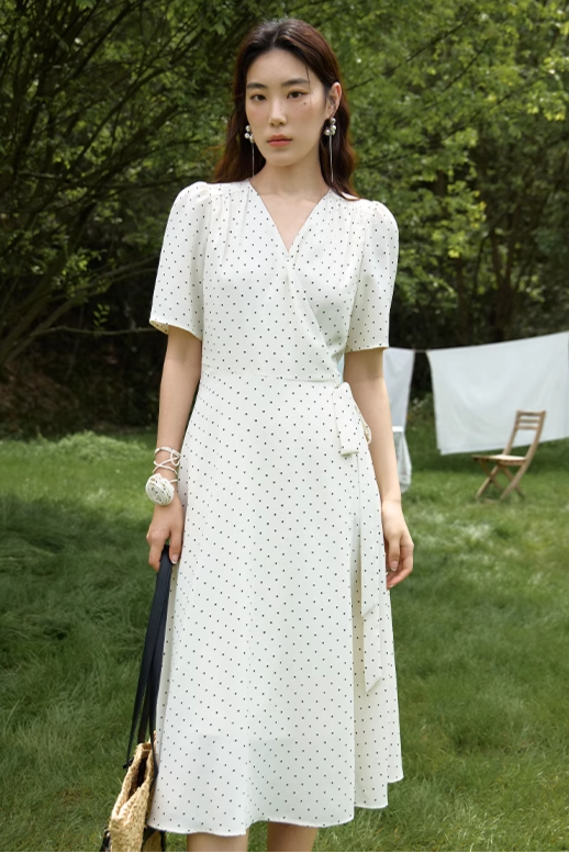 Robe portefeuille pois - Robe Addict