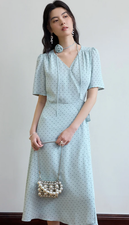 Robe portefeuille pois - Robe Addict