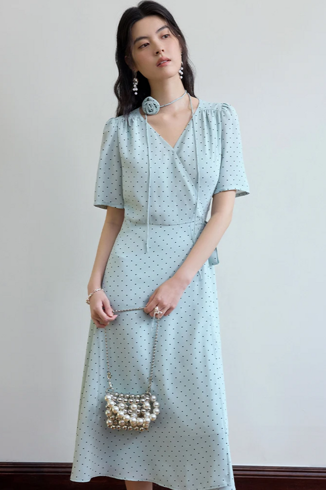 Robe portefeuille pois - Robe Addict