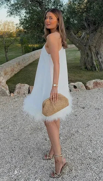 Robe blanche asymétrique - Robe Addict