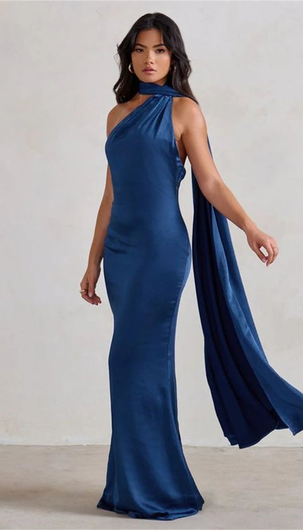 Robe asymétrique bleu - Robe Addict