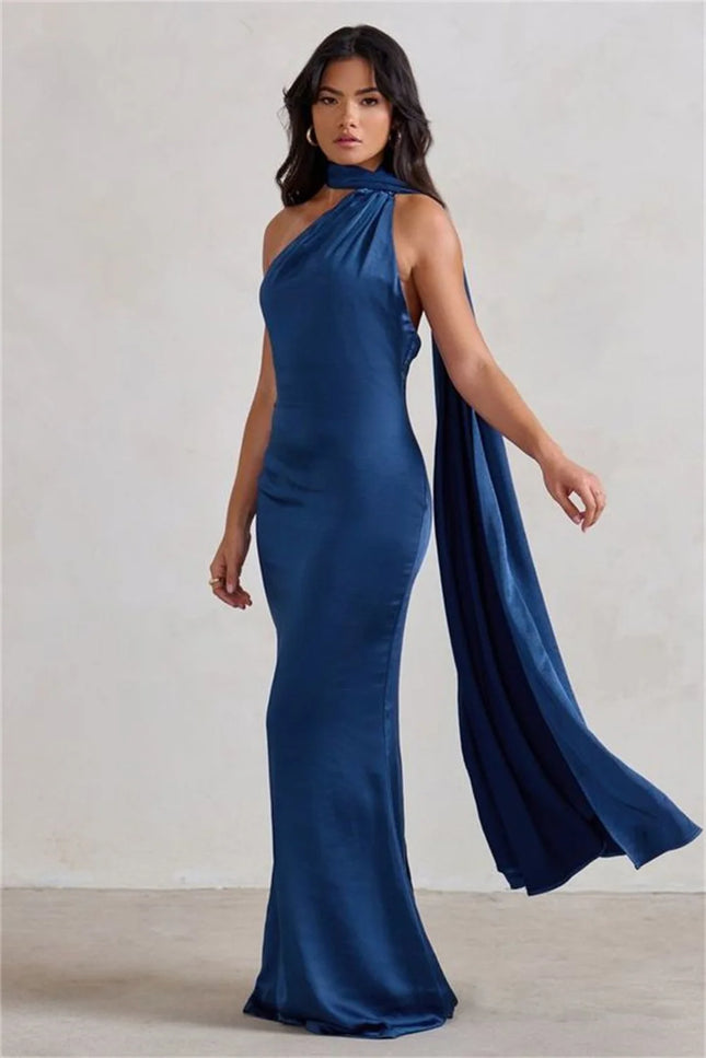 Robe asymétrique bleu - Robe Addict