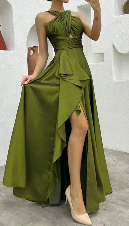 Robe asymetrique kaki - Robe Addict
