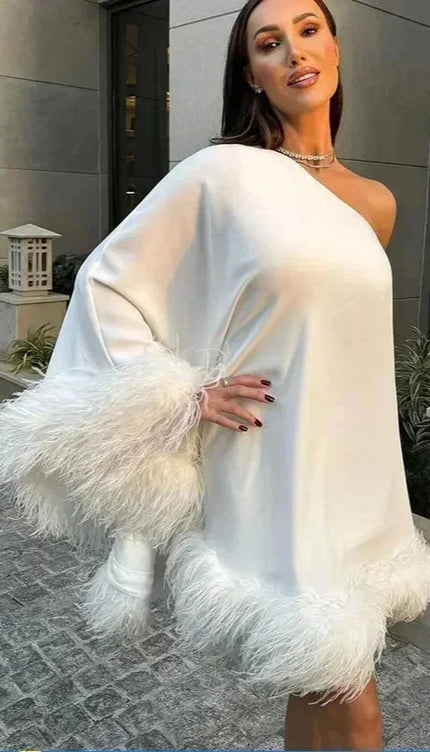 Robe blanche asymétrique - Robe Addict