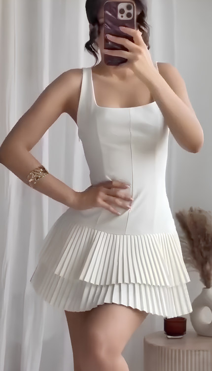 Robe blanche droite courte - Robe Addict