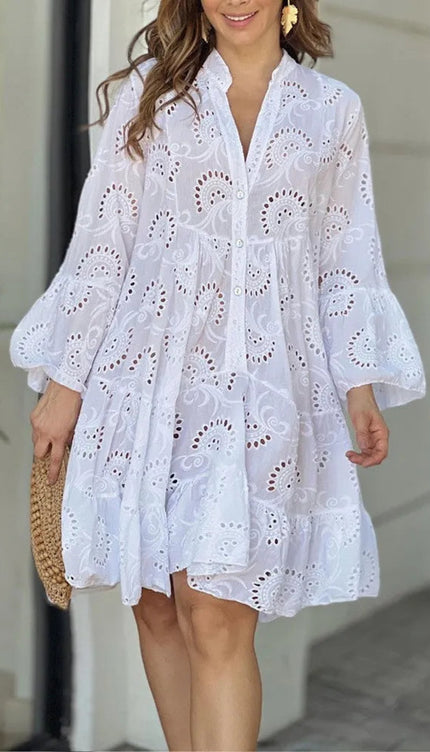 Robe blanche en broderie anglaise - Robe Addict