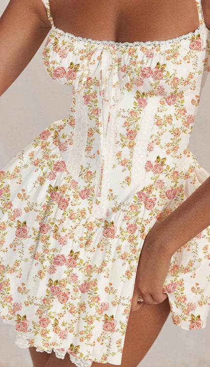 Robe blanche à fleur - Robe Addict