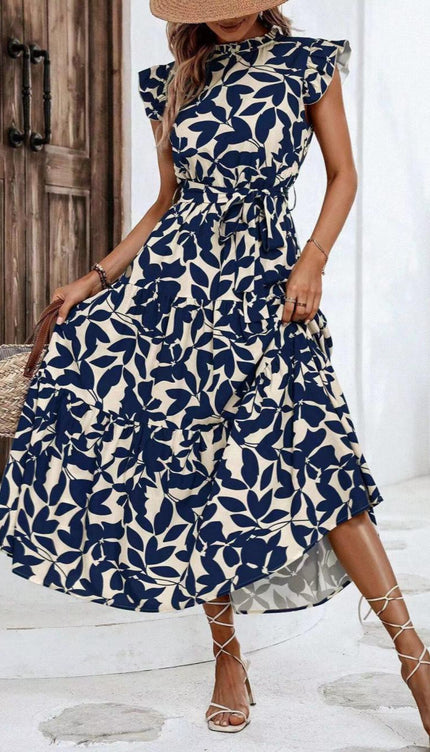 Robe bleu et beige - Robe Addict