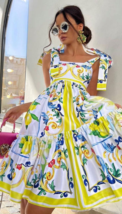 Robe bleue et jaune - Robe Addict