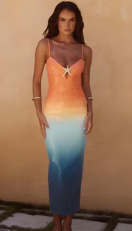 Robe bleue et orange - Robe Addict