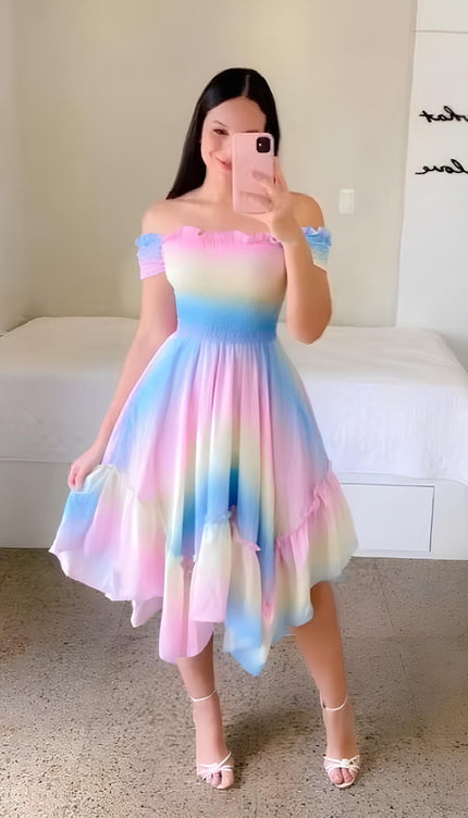Robe bleue et rose - Robe Addict