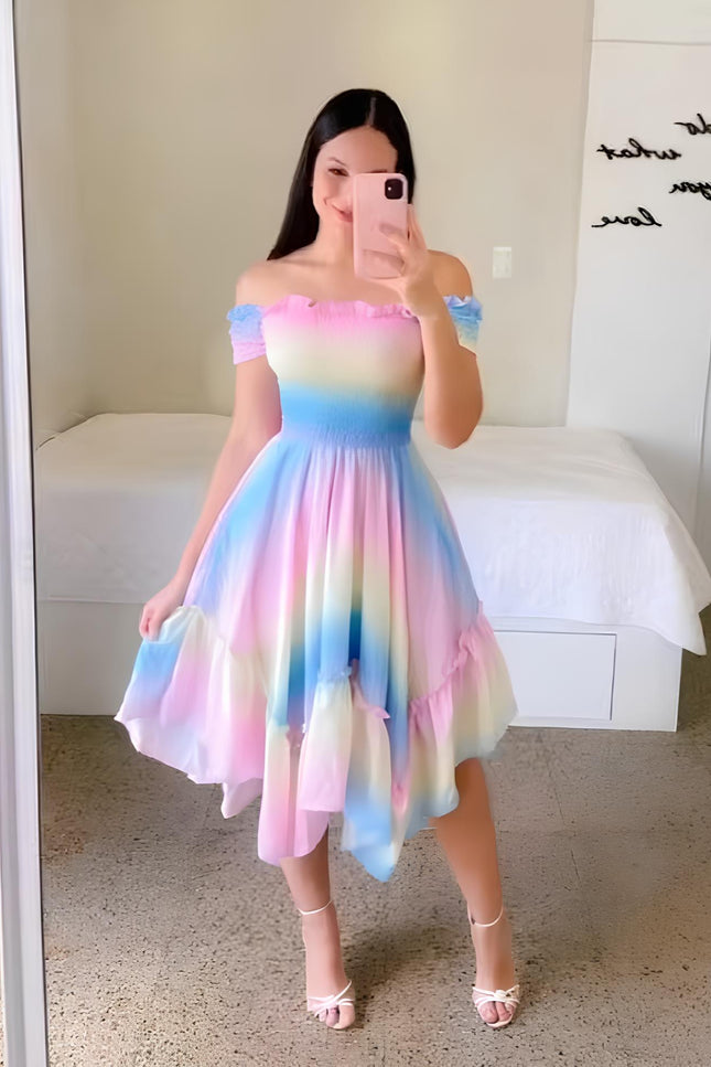 Robe bleue et rose - Robe Addict