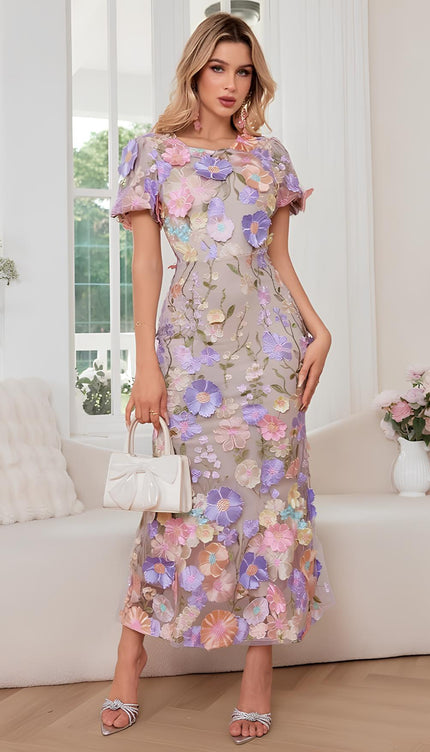 Robe brodee fleur - Robe Addict