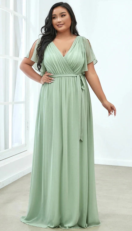 Robe ceremonie vert amande - Robe Addict