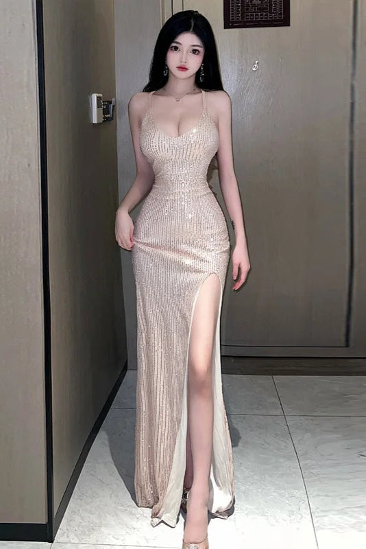 Robe champagne paillette - Robe Addict